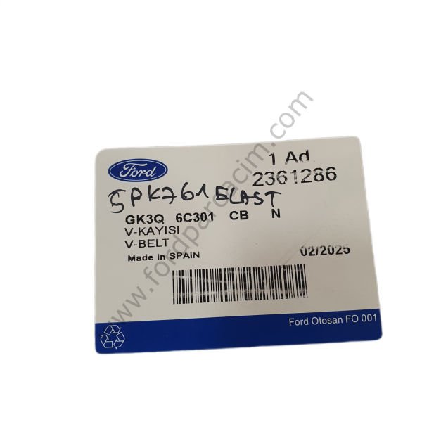 Transit Direksiyon Kayışı 5PK761SF 2019 Sonrası 2.0 Ecoblue Arkadan Çeker Modeller İçin ORJİNAL