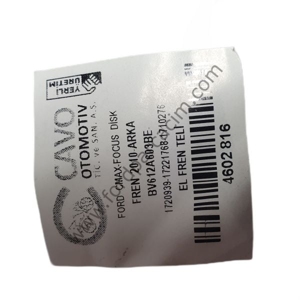 C-Max Arka El Fren Teli Diskli Tip 2010-2018 Arası Modeller İçin İTHAL