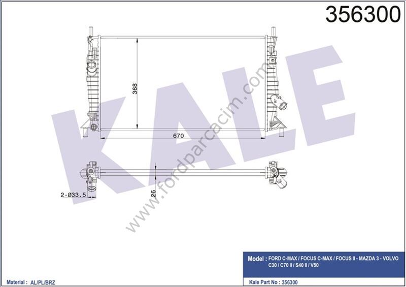 Focus 2 Motor Radyatörü 2006-2010 Arası Modeller İçin KALE